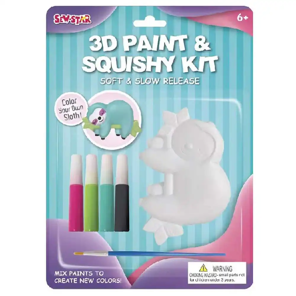 Sew Star - DIY 3D 4 Colors Squishi Sloth Paint Drawing Kit