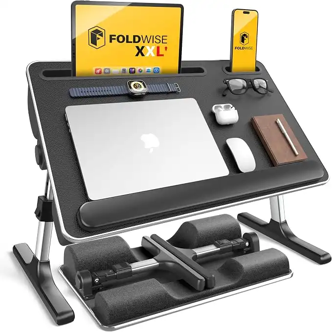 FoldWise 2-in-1 Bed & Lap Desk with Soft Cushion, Adjustable Height & Angle