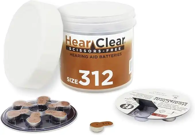 Size 312 [Scissor-Free] PR41 1.45V Zinc Air Hearing Aid Batteries Brown Tab (60 Pack)
