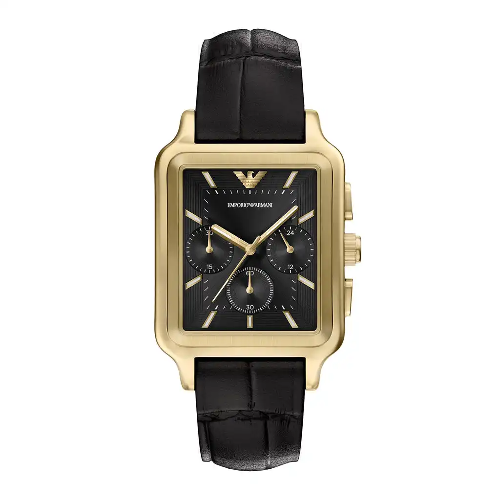 Emporio Armani Men's Chronograph Black Leather Watch